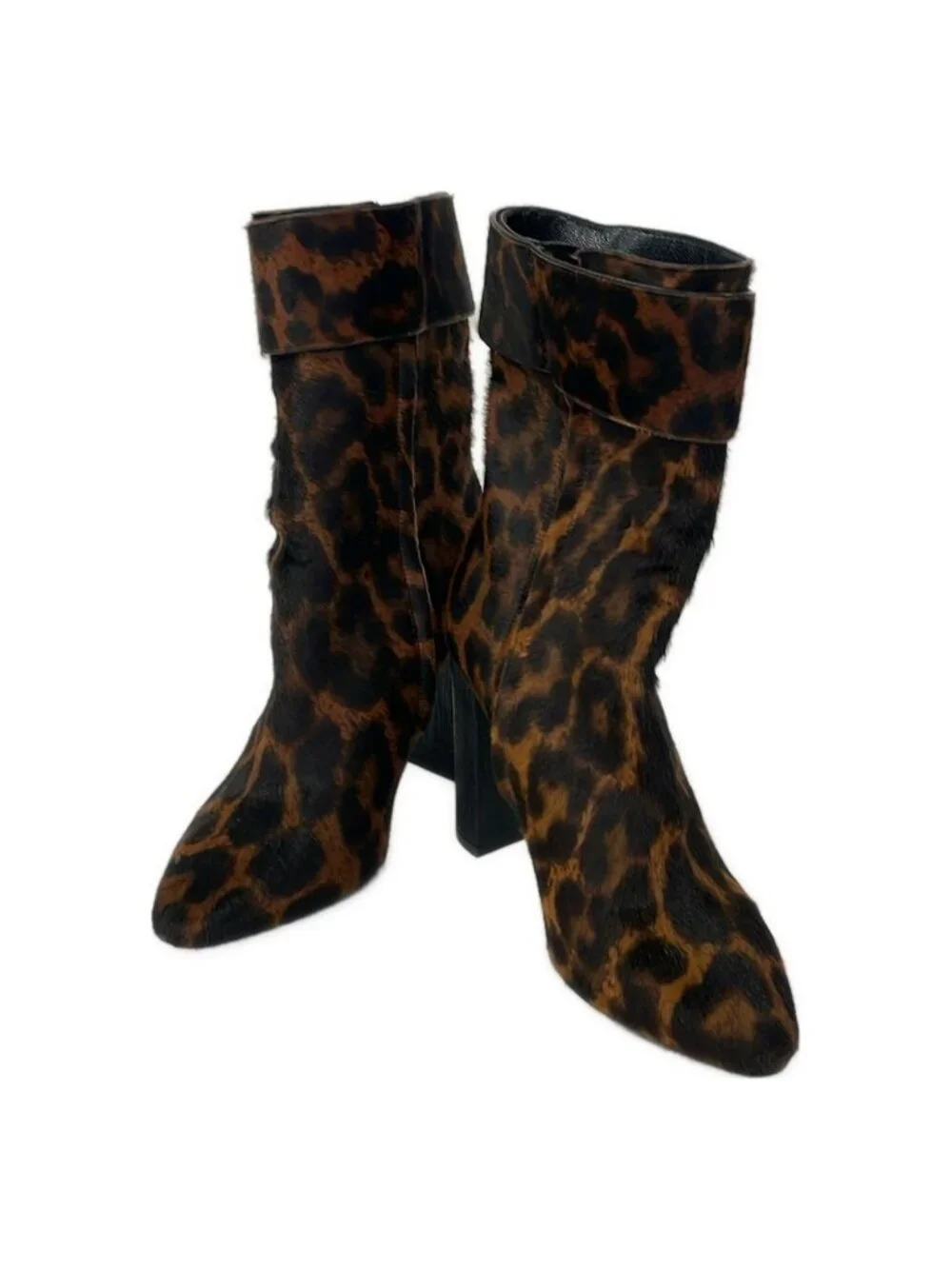 Saint Laurent Paris Short Boots 36.5 Brown Leopard Print